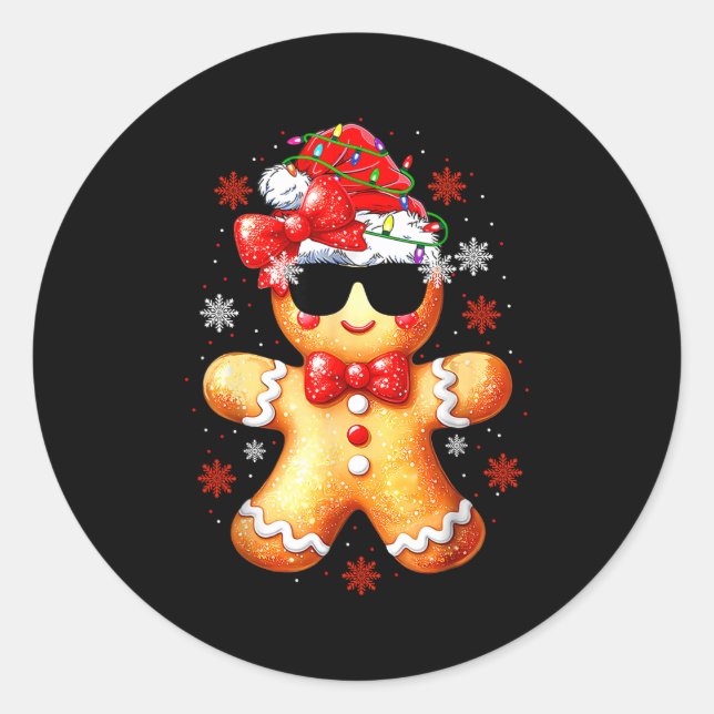 Adesivo Redondo Christmas Gingerbread, Santa, Girls Women Funny Gi (Frente)