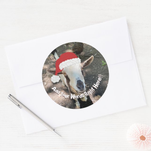 Adesivo Redondo Christmas Goat Custom Message (Envelope)