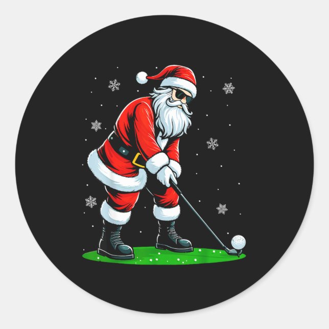 Adesivo Redondo Christmas Golf Santa Golfer Xmas Funny Christmas G (Frente)