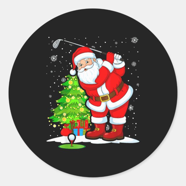 Adesivo Redondo Christmas Golf Santa Golfer Xmas Funny Christmas G (Frente)
