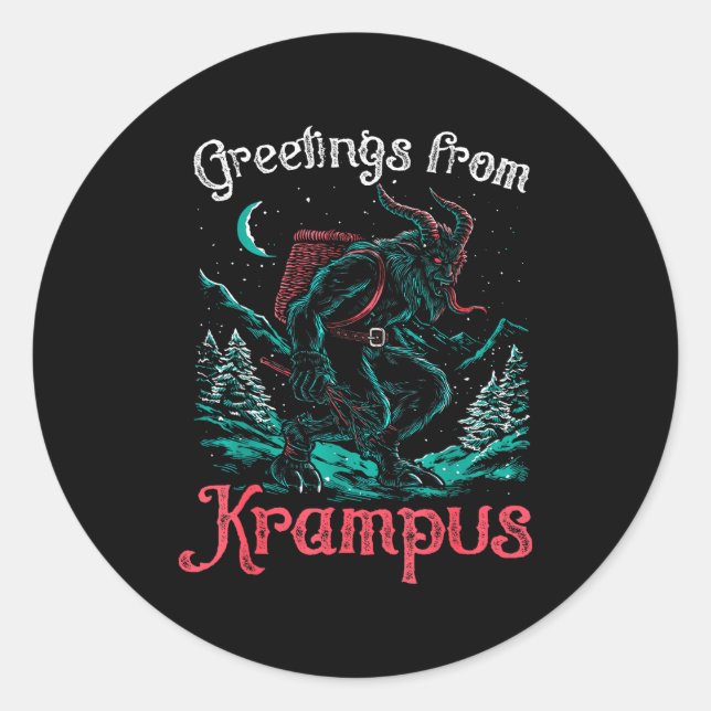Adesivo Redondo Christmas Greetings From Ss Vom Krampus Festive Ho (Frente)