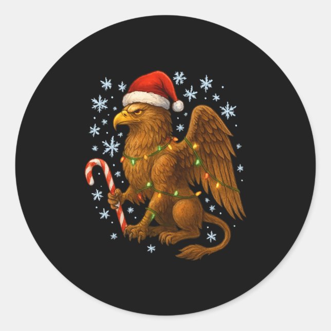 Adesivo Redondo Christmas Griffin Magic Mythical Holiday Srit Long (Frente)