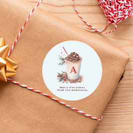 Adesivo Redondo Christmas Holiday Winter Hot Cocoa Beverage