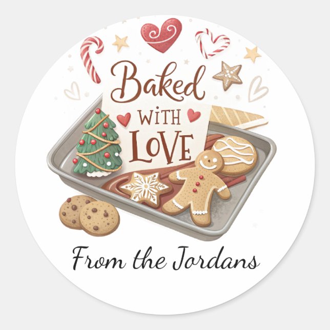 Adesivo Redondo Christmas Holly Berry Homemade Baking Classic (Frente)