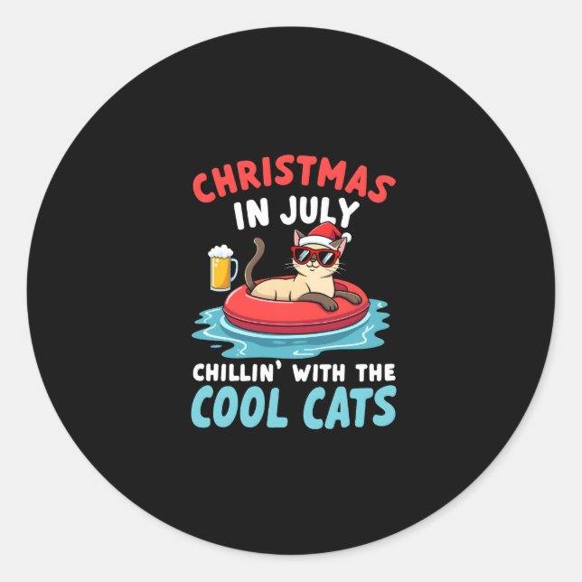 Adesivo Redondo Christmas In July Daddy Mommy Chillin With The Sia (Frente)