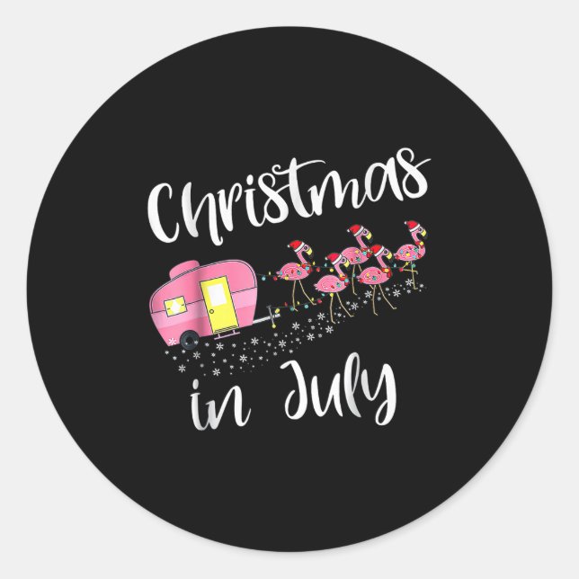 Adesivo Redondo Christmas In July Flamingo Nk  (Frente)
