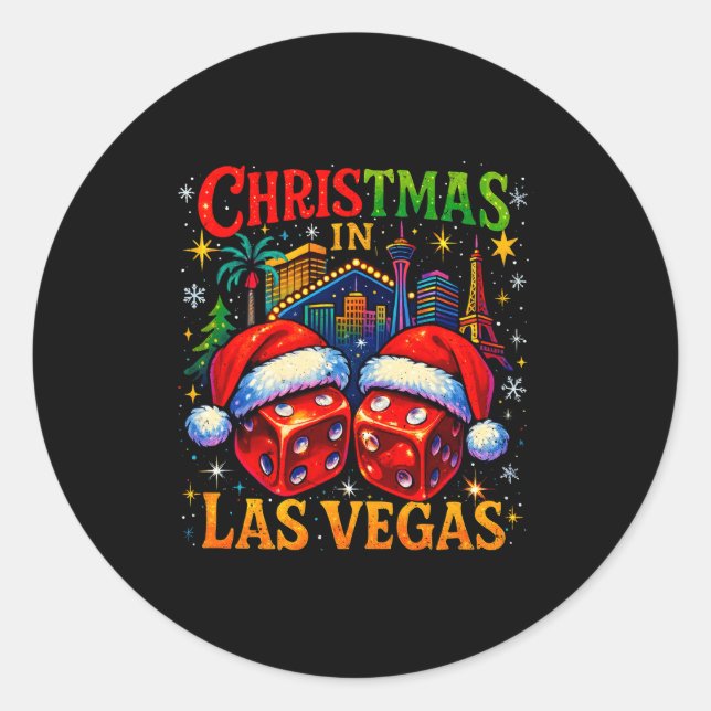 Adesivo Redondo Christmas In Las Vegas Funny Holiday Design Long S (Frente)