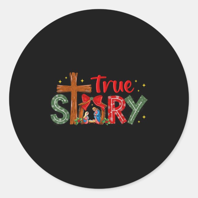 Adesivo Redondo Christmas Jesus Cross Religious Christian Xmas Tru (Frente)