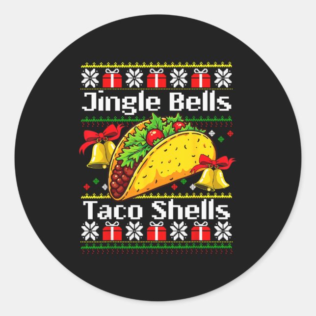 Adesivo Redondo Christmas Jingle Bells Taco Shells Funny Family Ug (Frente)