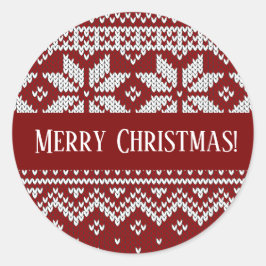 Adesivo Redondo Christmas Knitted Red and White Sweater
