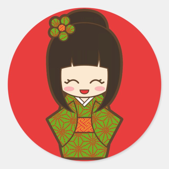 Adesivo Redondo Christmas Kokeshi (Frente)
