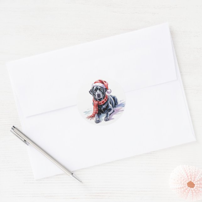 Adesivo Redondo  Christmas Labrador round sticker (Envelope)