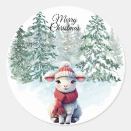 Adesivo Redondo Christmas Lamb Sticker