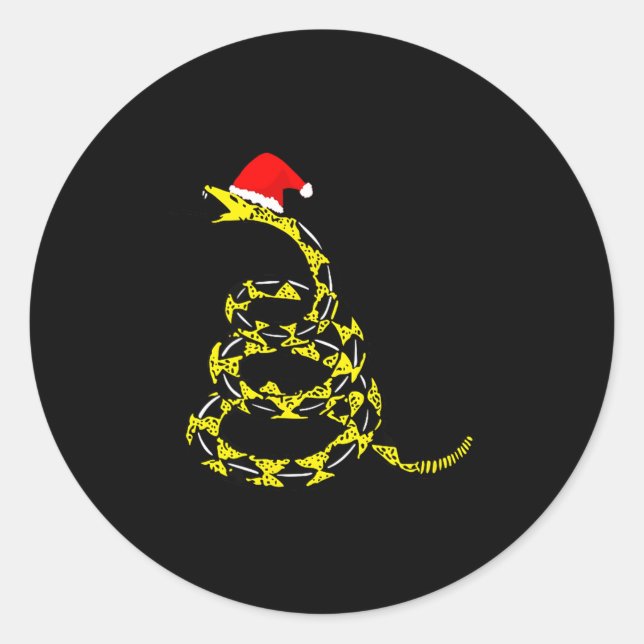 Adesivo Redondo Christmas Libertarian Gadsden Don't Tread Snake  (Frente)