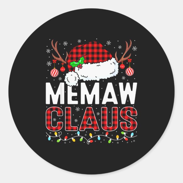 Adesivo Redondo Christmas Lights Memaw Claus Family Matching Xmas  (Frente)