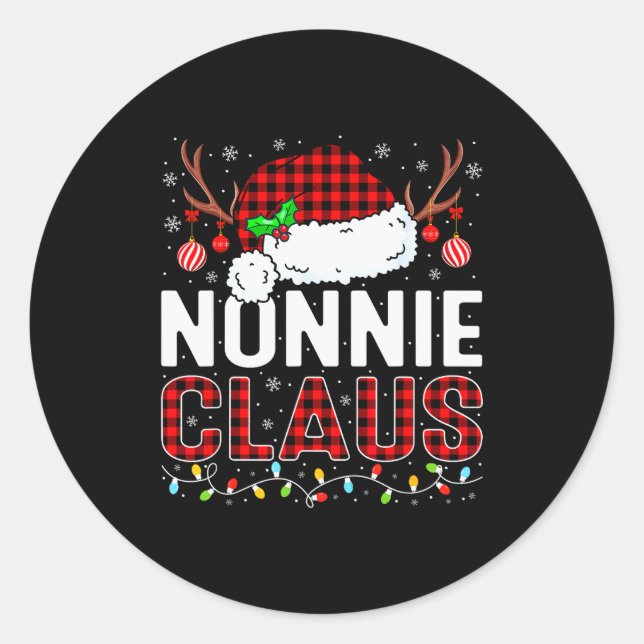 Adesivo Redondo Christmas Lights Nonnie Claus Family Matching Xmas (Frente)