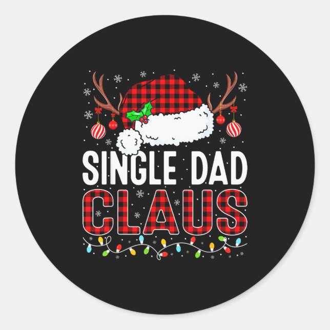 Adesivo Redondo Christmas Lights Single Dad Claus Family Matching  (Frente)