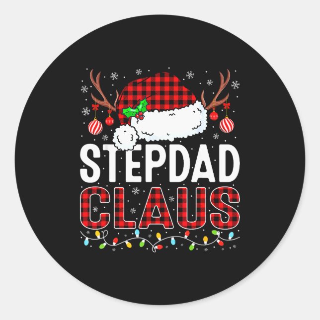Adesivo Redondo Christmas Lights Stepdad Claus Family Matching Xma (Frente)
