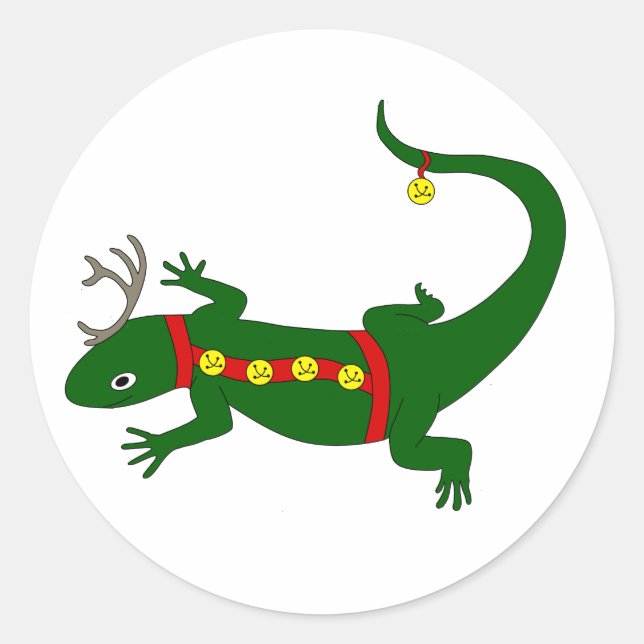 Adesivo Redondo Christmas Lizard Stickers (Frente)