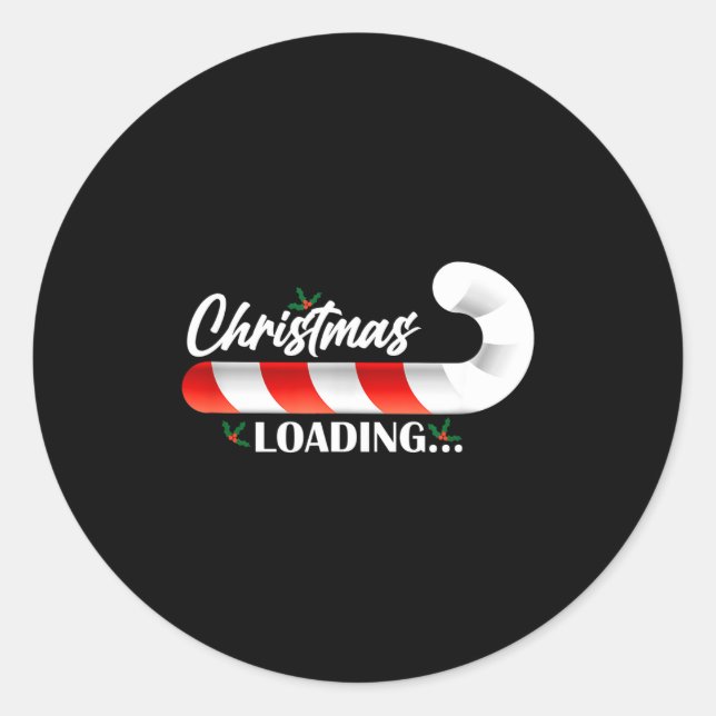 Adesivo Redondo Christmas Loading Fir Tree Candy Cane  (Frente)