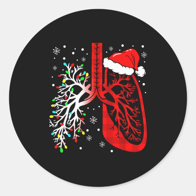 Adesivo Redondo Christmas Lung Lights Resratory Therast Holiday  (Frente)