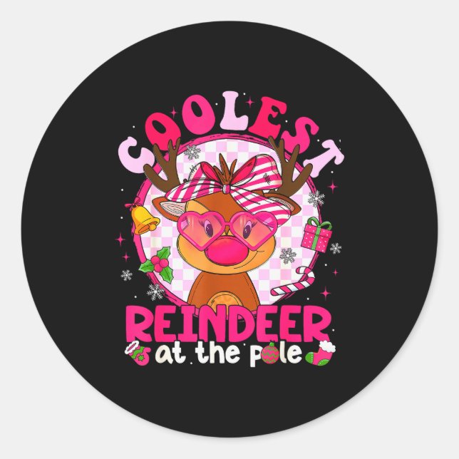 Adesivo Redondo Christmas Matching Family Cutest Reindeer At The L (Frente)