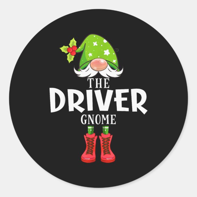 Adesivo Redondo Christmas Matching Family The Driver Gnome  (Frente)