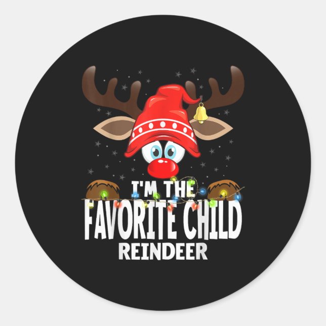 Adesivo Redondo Christmas Matching I'm The Favorite Child Reindeer (Frente)