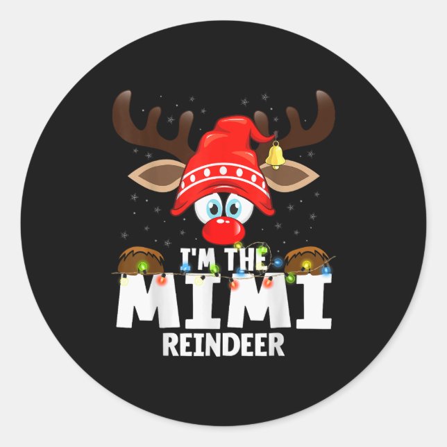 Adesivo Redondo Christmas Matching I'm The Mimi Reindeer  (Frente)