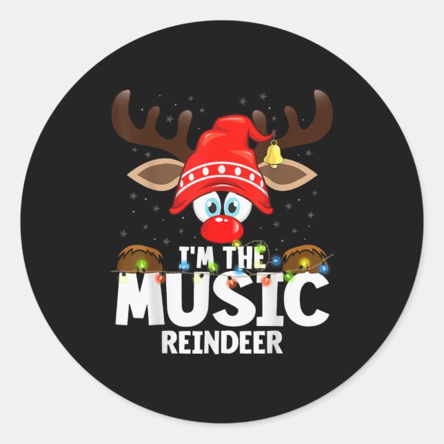 Adesivo Redondo Christmas Matching I'm The Music Reindeer  (Frente)