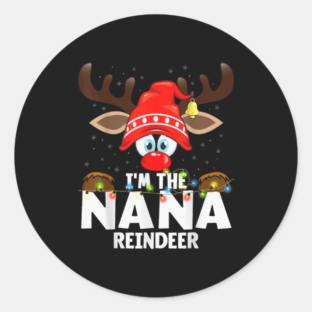 Adesivo Redondo Christmas Matching I'm The Nana Reindeer  (Frente)