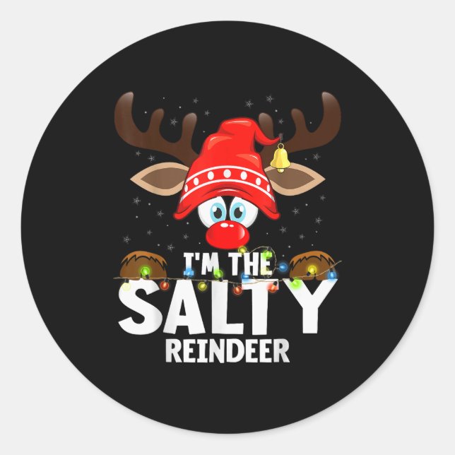 Adesivo Redondo Christmas Matching I'm The Salty Reindeer  (Frente)