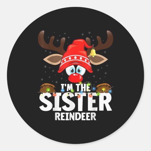 Adesivo Redondo Christmas Matching I'm The Sister Reindeer  (Frente)