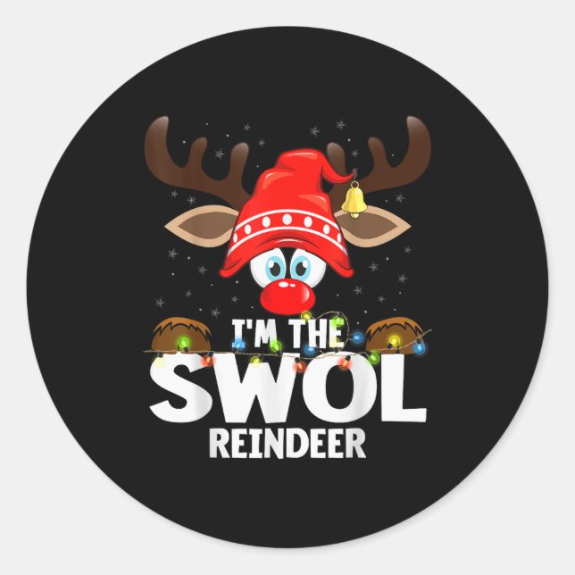 Adesivo Redondo Christmas Matching I'm The Swol Reindeer  (Frente)