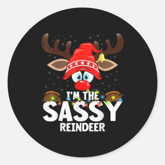 Adesivo Redondo Christmas Matching I'm The Sy Reindeer  (Frente)