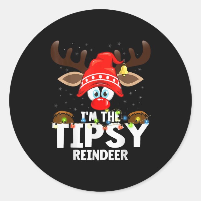 Adesivo Redondo Christmas Matching I'm The Tipsy Reindeer  (Frente)