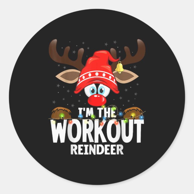 Adesivo Redondo Christmas Matching I'm The Workout Reindeer  (Frente)