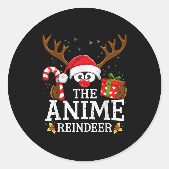 Adesivo Redondo Christmas Matching The Anime Reindeer Family  (Frente)