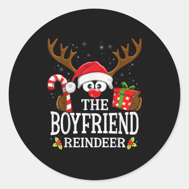 Adesivo Redondo Christmas Matching The Boyfriend Reindeer Family  (Frente)