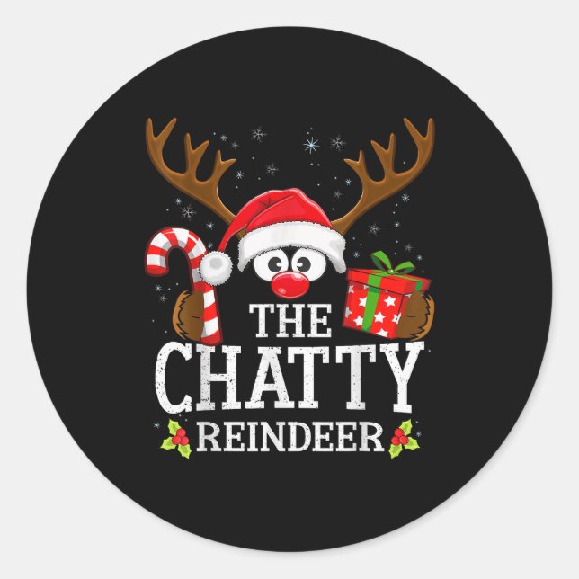 Adesivo Redondo Christmas Matching The Chatty Reindeer Family , Sm (Frente)