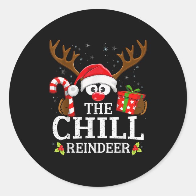 Adesivo Redondo Christmas Matching The Chill Reindeer Family  (Frente)