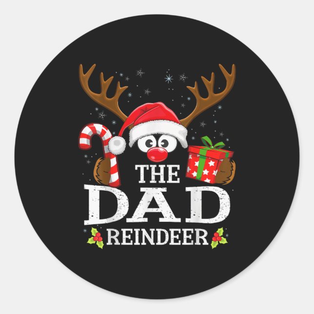 Adesivo Redondo Christmas Matching The Dad Reindeer Family  (Frente)