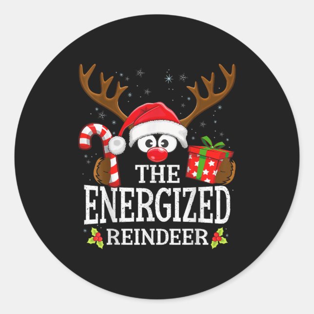 Adesivo Redondo Christmas Matching The Energized Reindeer Family  (Frente)