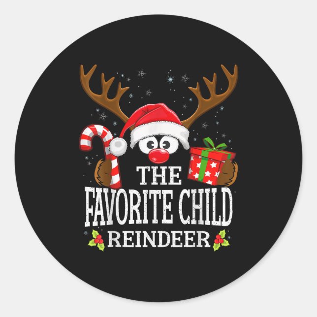 Adesivo Redondo Christmas Matching The Favorite Child Reindeer Fam (Frente)