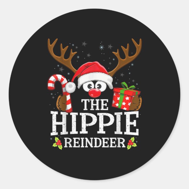 Adesivo Redondo Christmas Matching The Hipe Reindeer Family  (Frente)