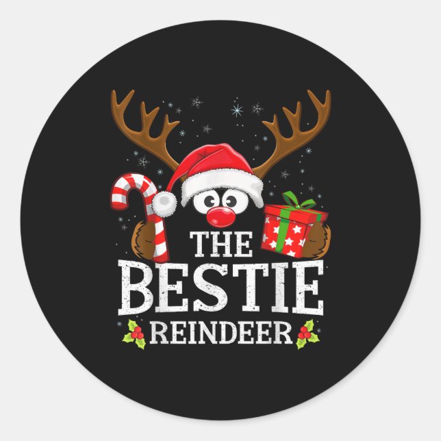 Adesivo Redondo Christmas Matching The Ie Reindeer Family  (Frente)