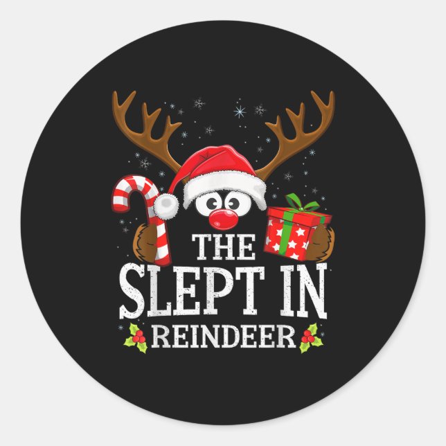 Adesivo Redondo Christmas Matching The Slept In Reindeer Family  (Frente)
