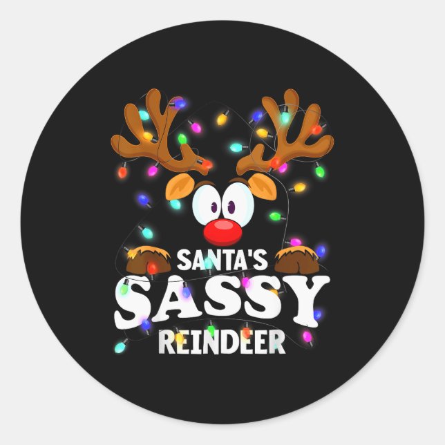 Adesivo Redondo Christmas Men Women Santa's Sy Reindeer  (Frente)