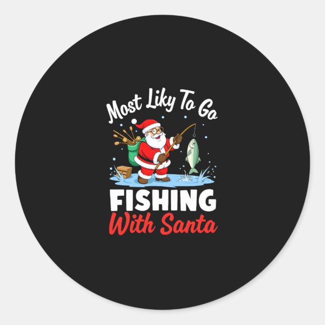 Adesivo Redondo Christmas Merry Christmas For Gift Fishing Santa ( (Frente)