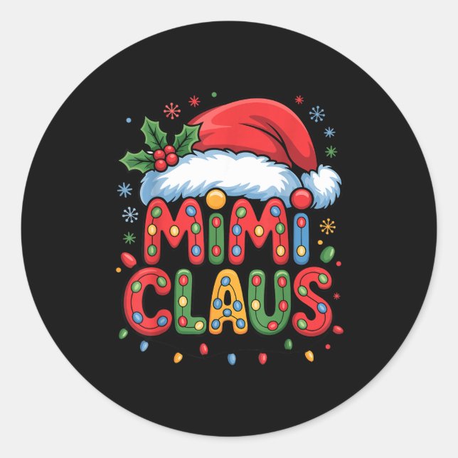 Adesivo Redondo Christmas Mimi Claus Holiday Cheer Family Season H (Frente)